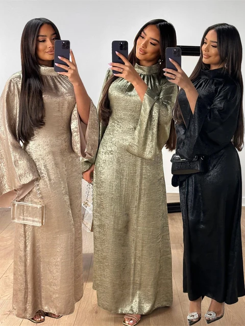 Abaya-Robe musulmane de luxe en satin pour femme, caftan kebaya marocain, vêtement éducatif, 2024 1