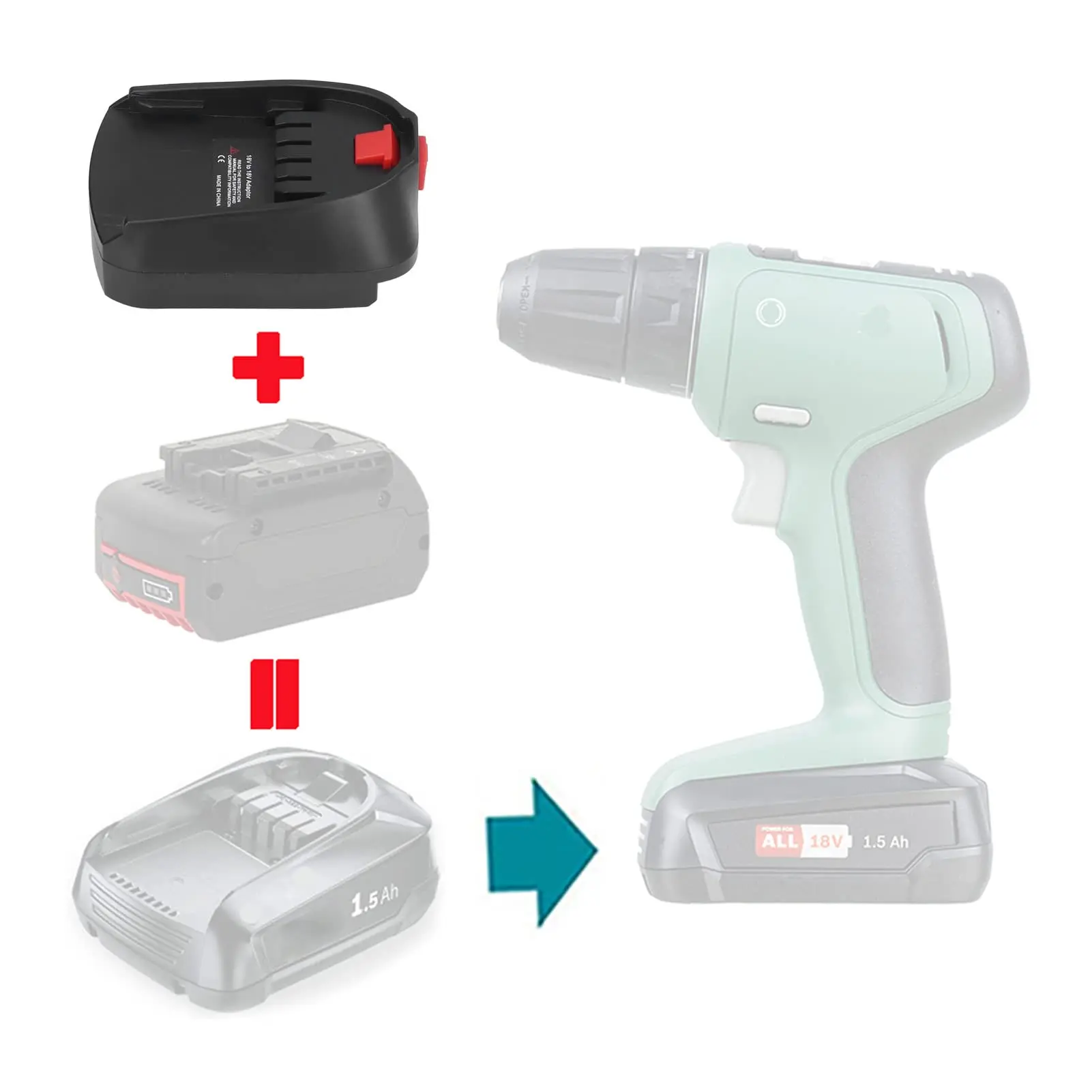 BOSB18C Akku-Adapter-Konverter für Bosch B-Typ-Akku-Konverter für Bosch BAT618 Lithium-Ionen-Akkus 18 V Elektrowerkzeuge