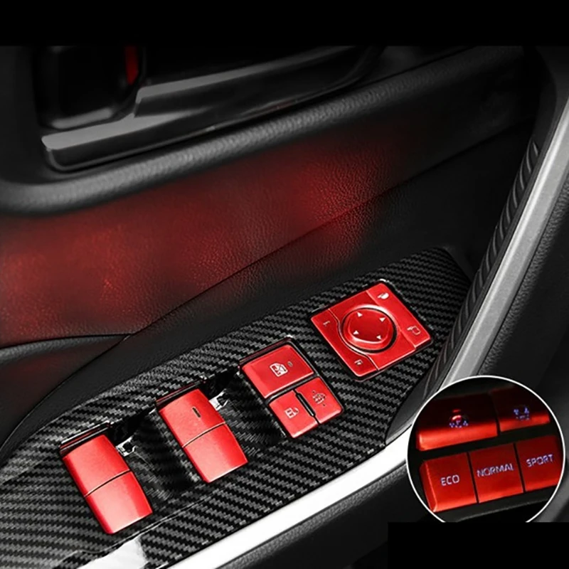 Car Door Window Lift Switch Button Cover Trim Sticker Sequin for Toyota RAV4 2019 2020 2021 Accessories, Red,14 PCS 4 Car Door Window Lift Switch Button Cover Trim Sticker Sequin for Toyota RAV4 2019 2020 2021 Accessories, Red,14 PCS 4