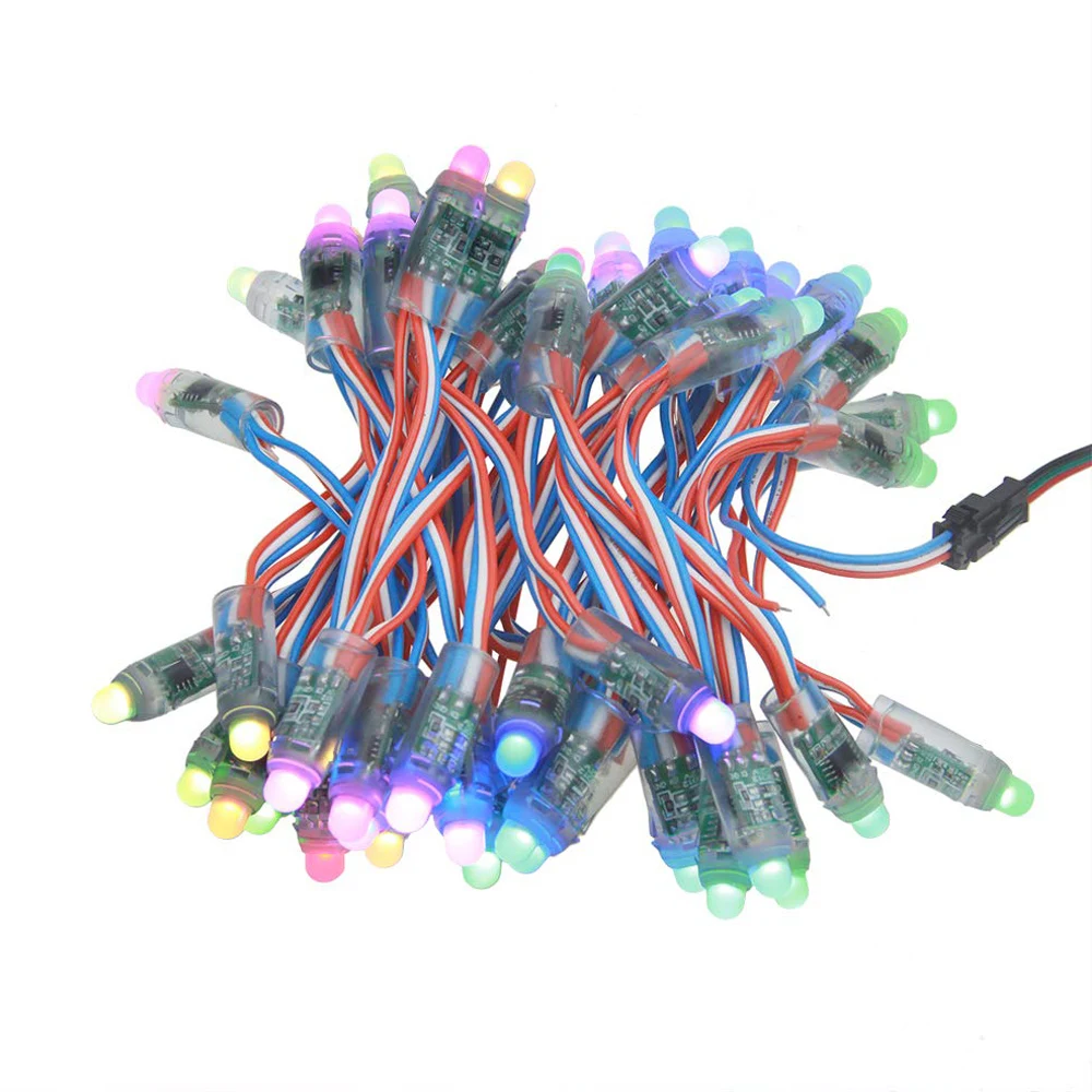 WS2811 2811 IC RGB 풀 컬러 LED 픽셀 모듈, 디지털 주소 지정 가능, 5V 드림 컬러, IP68 방수 조명, 12mm 픽셀, 50 개