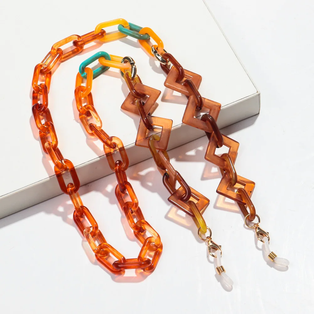 Boho Colorful Acrylic Glasses Chain for Women Fashion Resin Geometric Lanyard Cord Strap Hanging Chain on Sunglasses Accessories