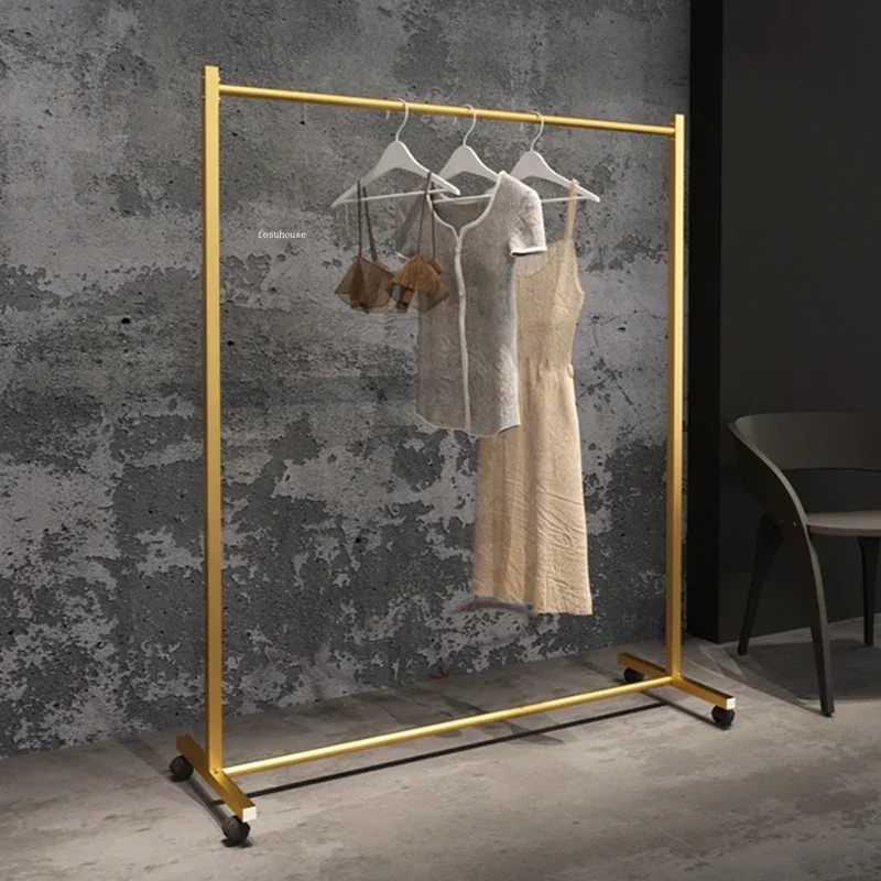 Nordic Metal Living Room Coat Rack Floor-standing Porch Clothes Hanger Balcony Corner Golden Drying Rack Simple Home Furniture A