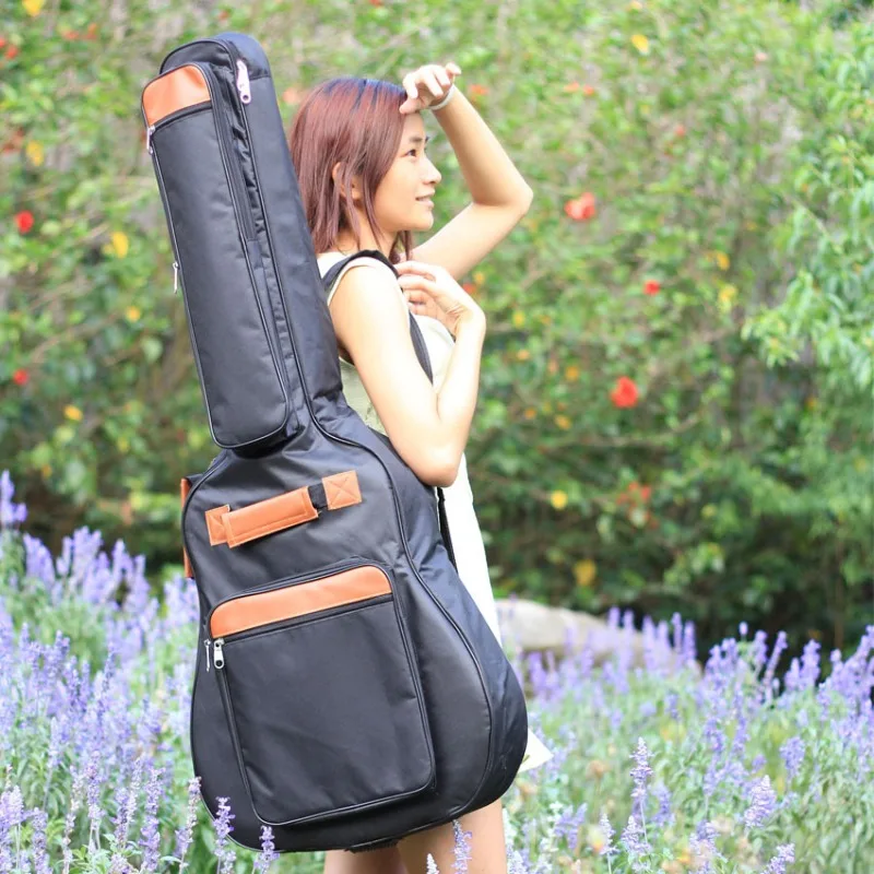 Acoustic Guitar Bag 41 Inch Thickened Waterproof Oxford Nylon Double Straps Cotton Padded Guitar Case Gig Backpack