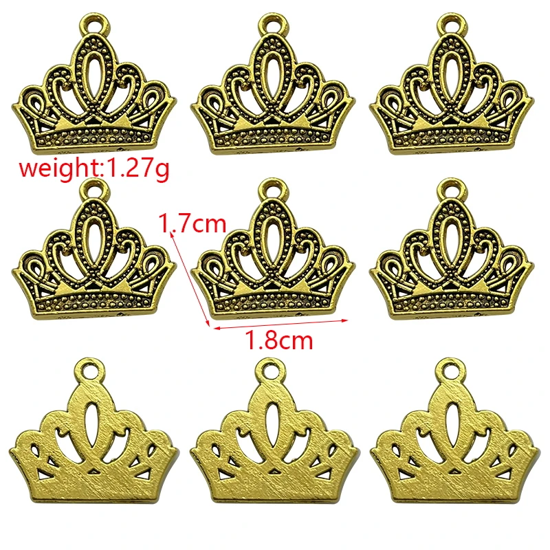 Vintage Silver & Gold Crown Charms Pendant for DIY Jewelry Accessories