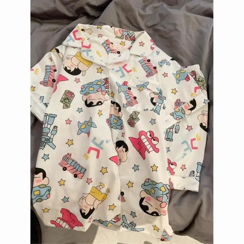 

Новая летняя Пижама Kawaii с милым принтом из тонкого чистого хлопка Домашняя фурия Свободная Повседневная Пижама с коротким рукавом шорты комплект