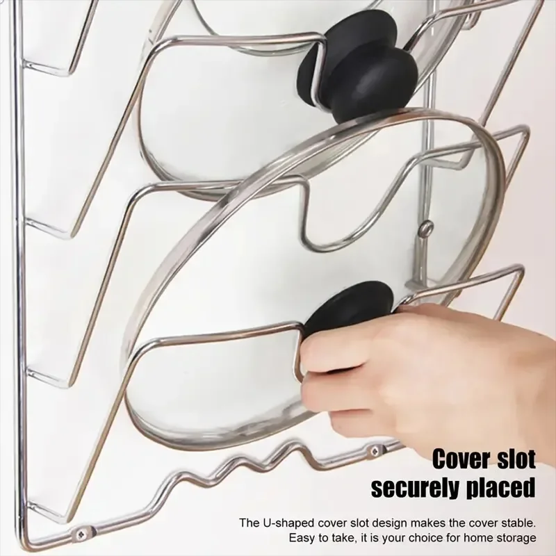 Concise Space-saving Pot Lid Organizer Suitable All Kinds of Pot Lids Cookware Non-slip Design Safe Storage of Kitchen Supplies
