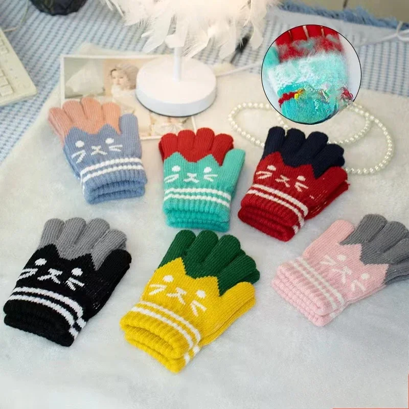 Winter Knitted Children's Gloves 4-10 Years