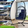 Patio Rattan Wicker Hanging Swing Egg Chair Hammock Chair for Porch Garden,Thickened Aluminum Alloy Steel Frame 6