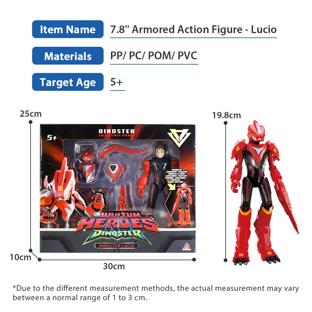 Quantum Heroes Dinoster 7.8'' Armored Action Figure 2 Form Over 10