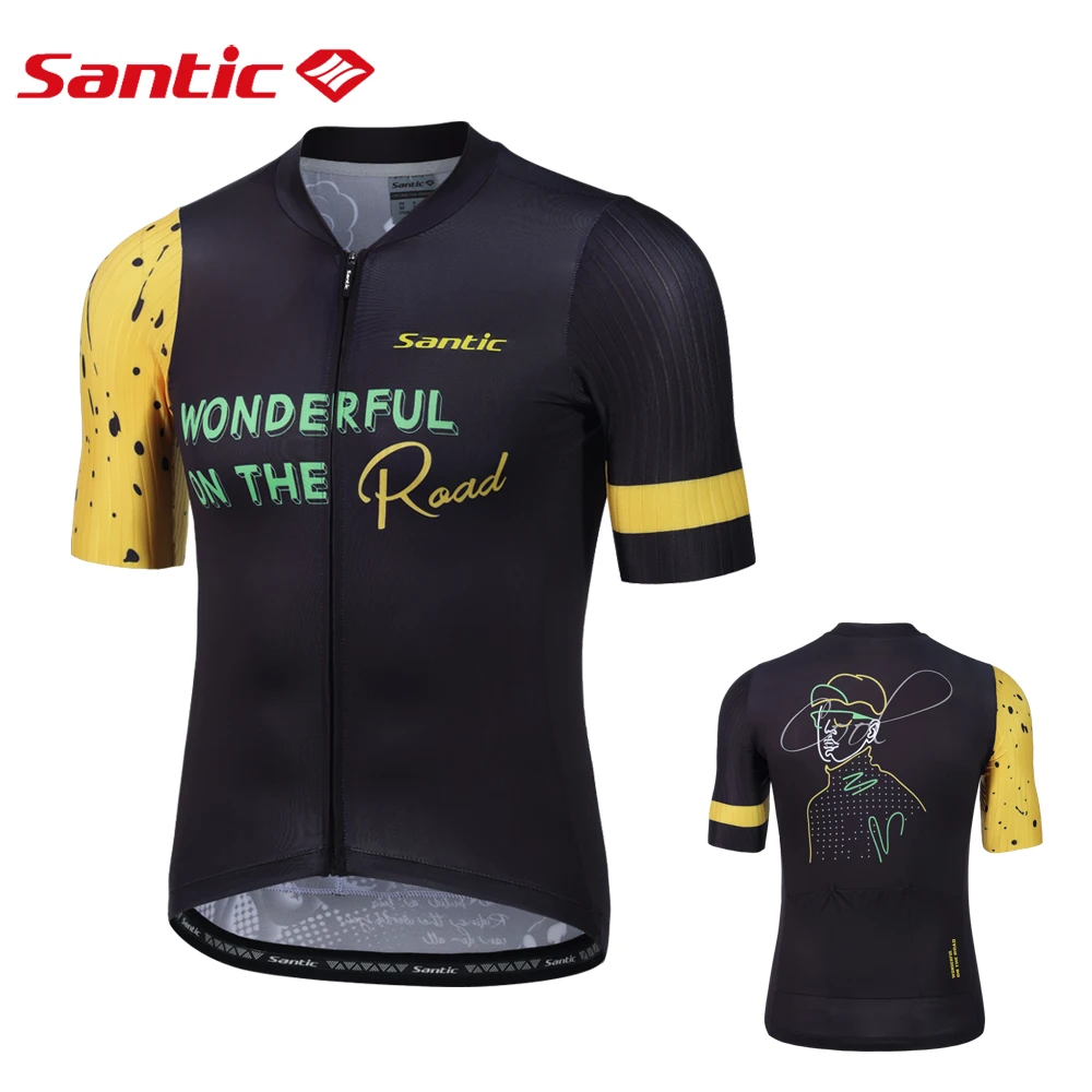 

Santic Men's Summer Cycling Jerseys Cycling Suit Short Sleeved Road Bike Reflective Safety Cycling Top