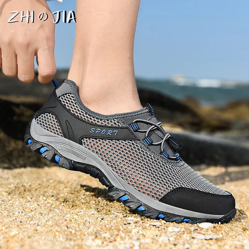

2023 New Casual Shoes Men Summer Breathable Sports sneaker Outdoor Running Mountaineering Mesh Sports Shoes Black Footwear Male