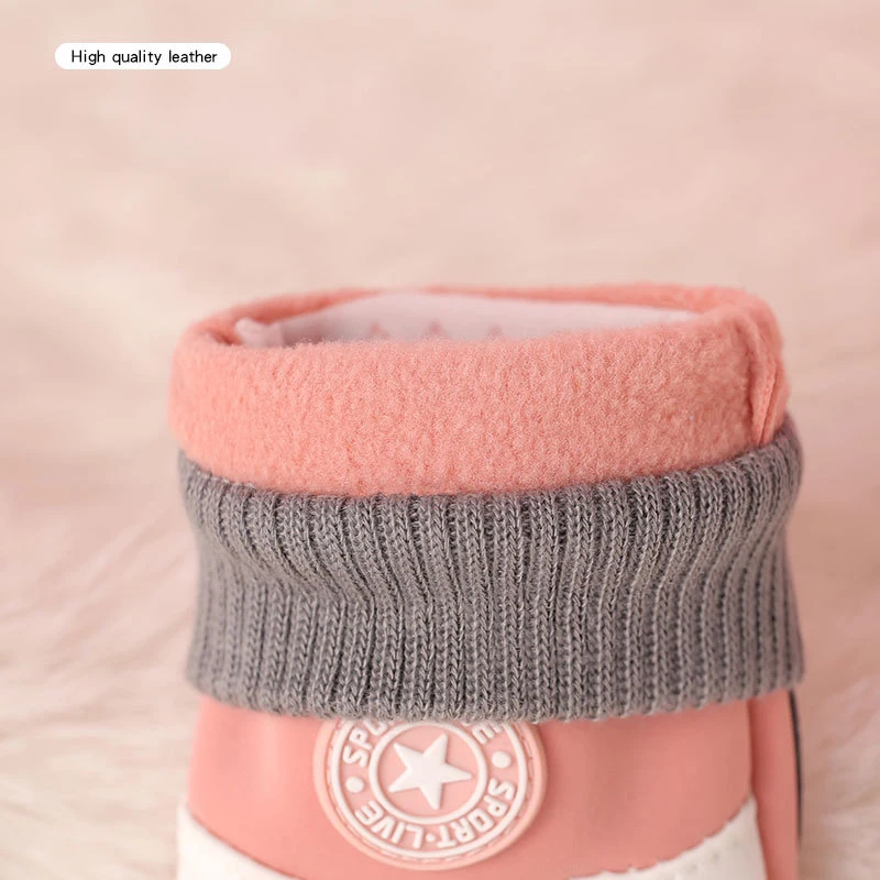 Children Skiing Cycling Gloves Warm Winter Boy Girl Fleece Roundel Thick Anti-Slip Kids Cute Soft Waterproof Motorcyclist Gloves 4