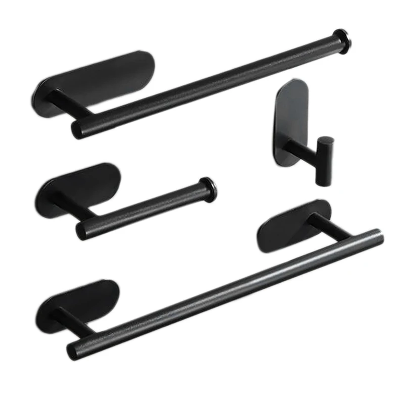 Self Adhesive Towel Bar Stick On Bath Towel Rack No Drill Stainless Steel Holder Bathroom Accessories
