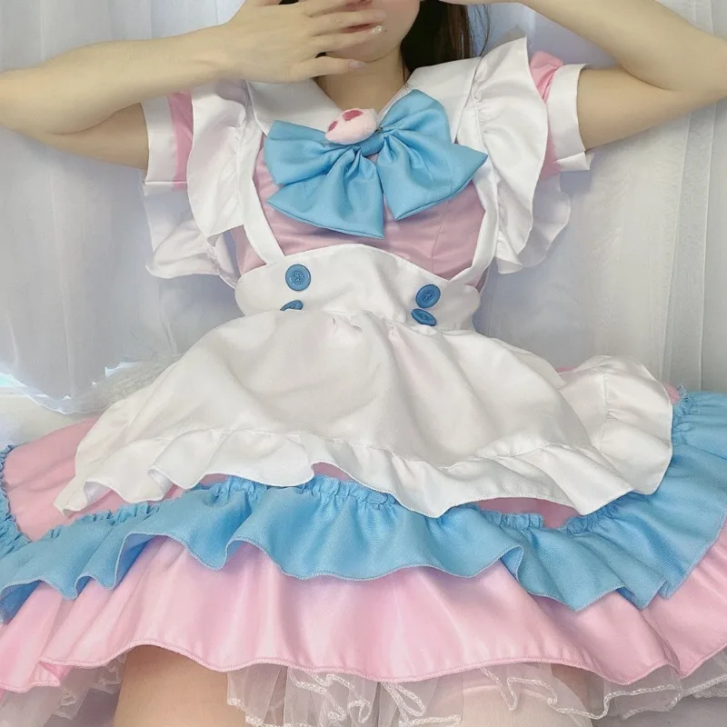 S-5XL Plus Size Maid Outfit Big Bow Lolita Dress Women's Clothing