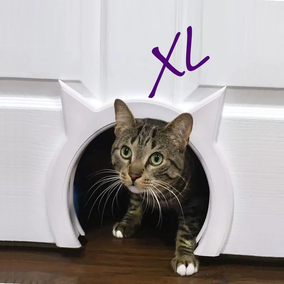 

XL Cat Door for Interior Door - Cat Hole Kitty Door for Hidden Litter Box - Pet Doorfor Cats up to 30 lbs - Semi Gloss White