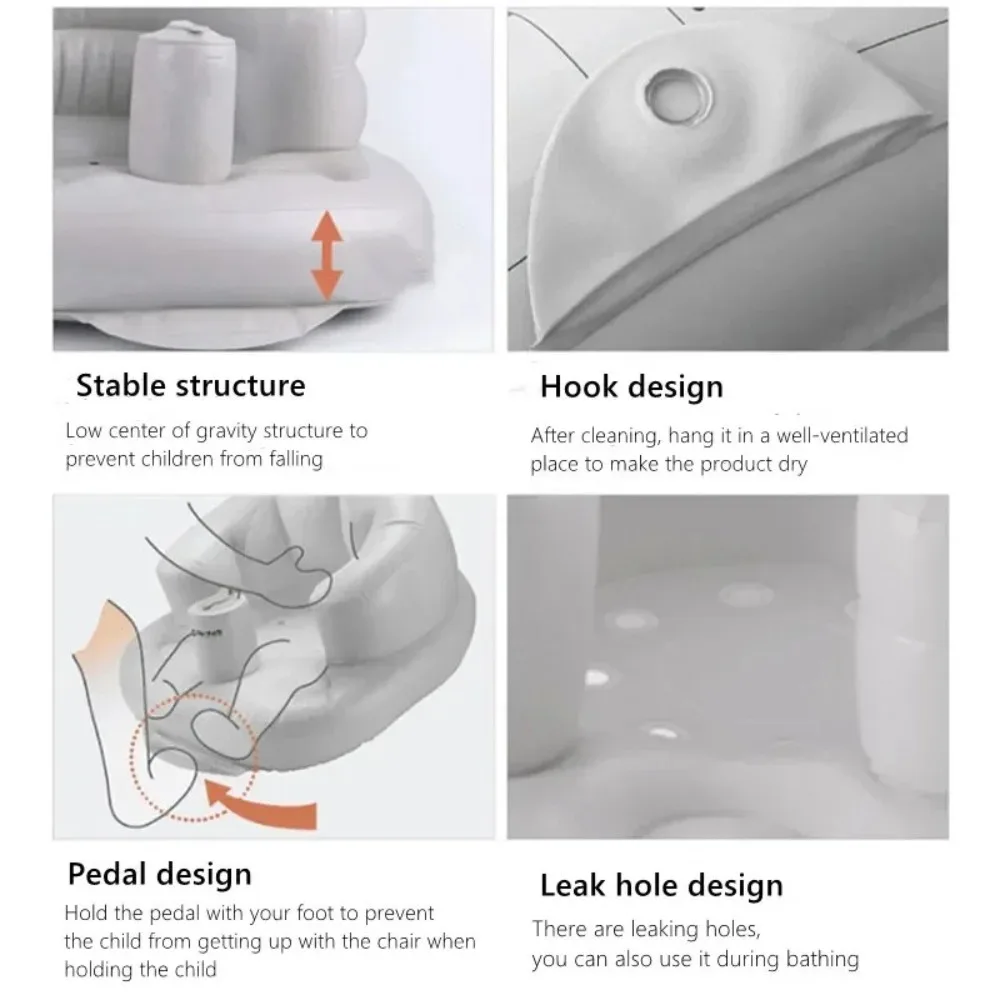 High Quality Cartoon Pattern Inflatable Baby Seat Portable PVC Baby Inflatable Sofa Chair Foldable Furniture Learning Chair