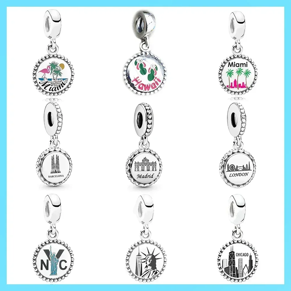 

Pan's S925 Sterling Silver Material New Landmark Style Series Animal Glaze Beads Pendant