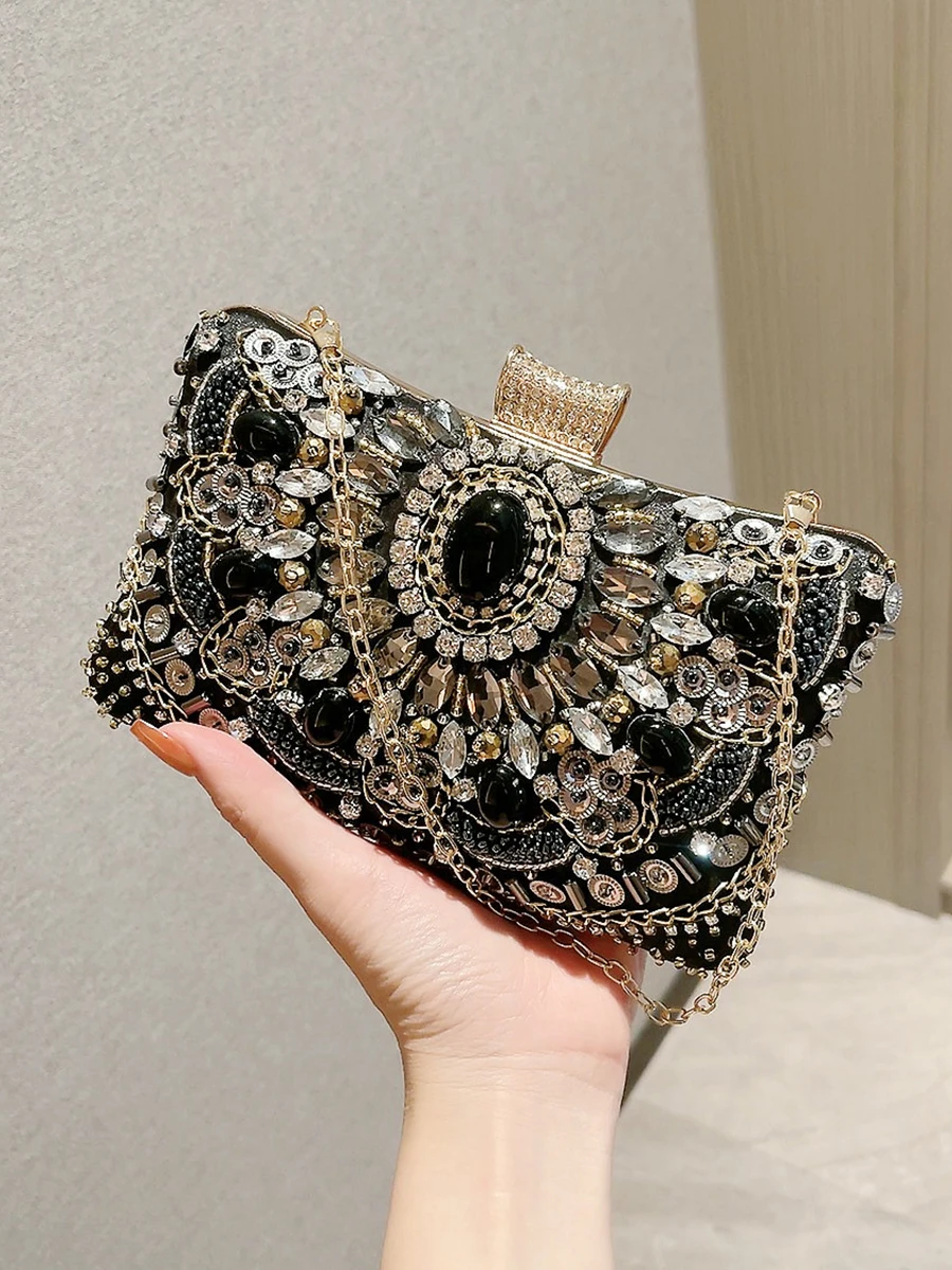 Buy Sparkly Black Clutch Bag Wedding Event Clutch Bag Shoulder Bag Perfect  Eye-catching Silver Diamante Bridesmaid Gift Present Wedding Party Online  in India - Etsy