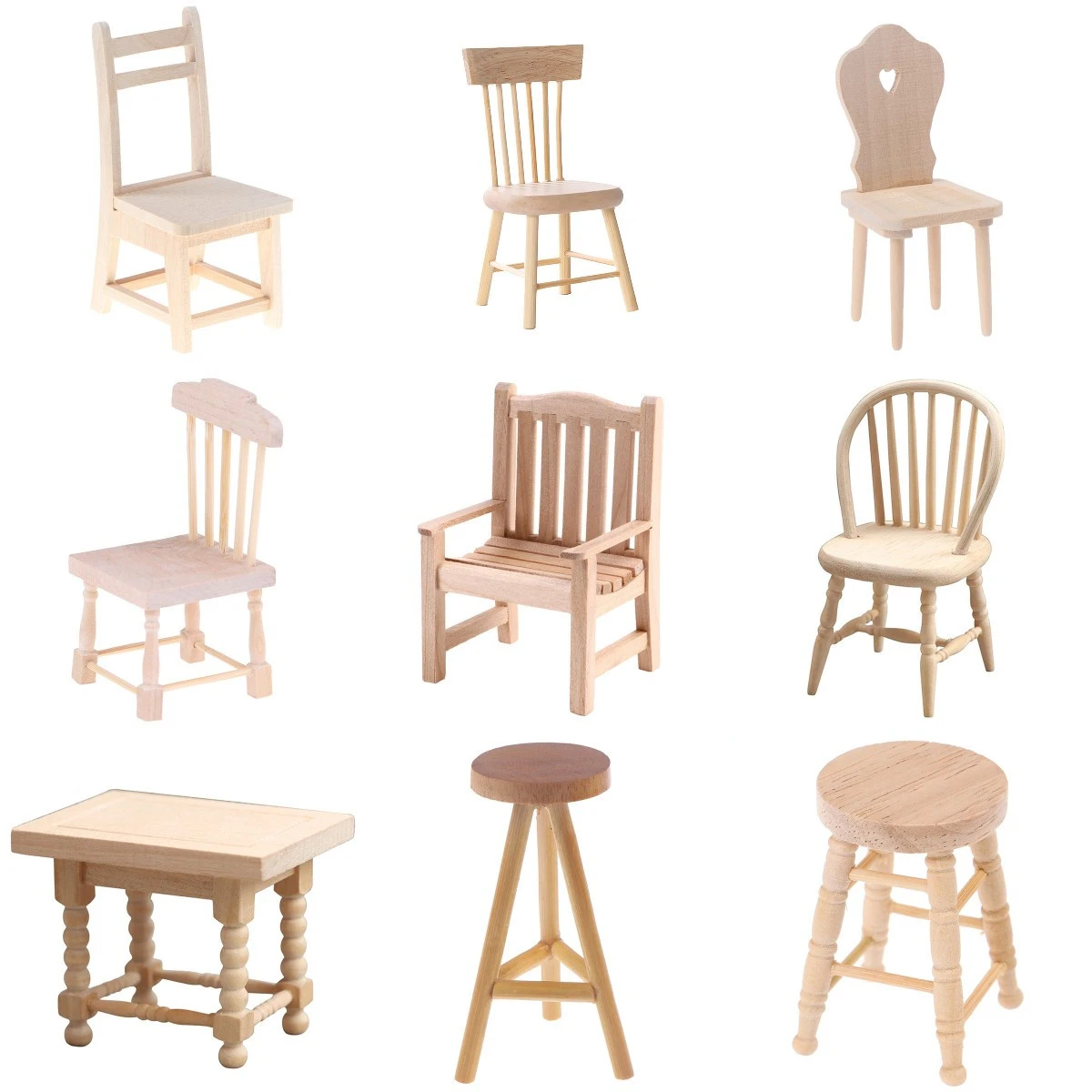 Taburete de en miniatura para casa de muñecas, muebles pintar, juguetes, parque, Bar, accesorios de decoración, 1:12| | AliExpress