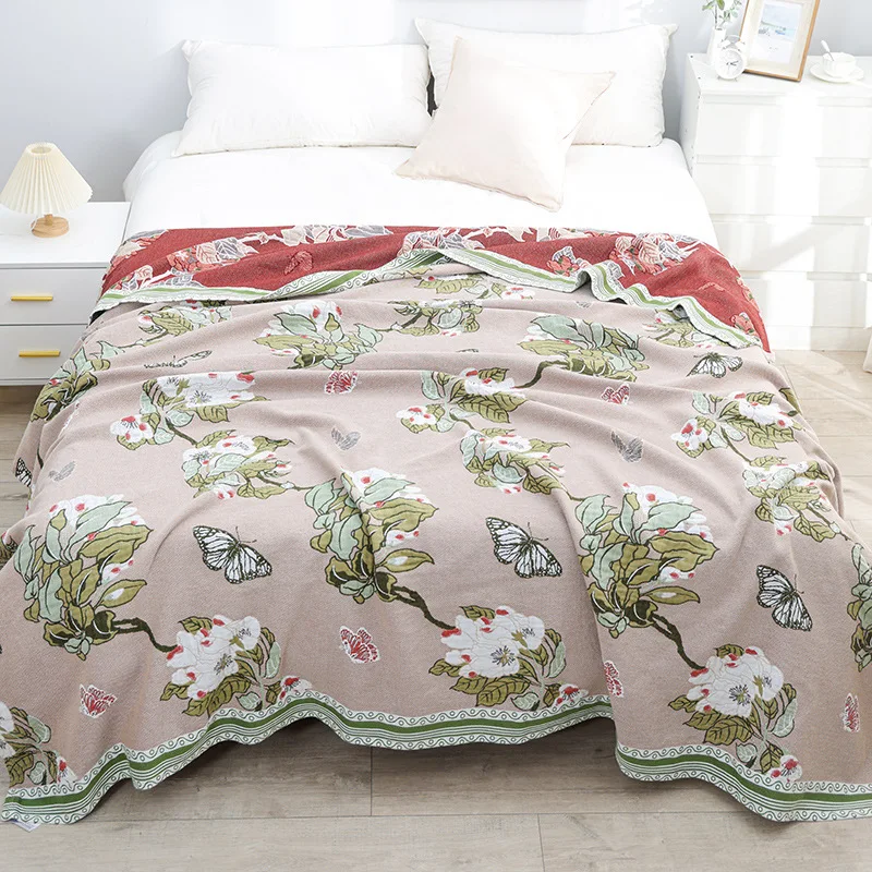 PureCottonBlanketsQueenSize230250cmClassicFloralPatternThrow