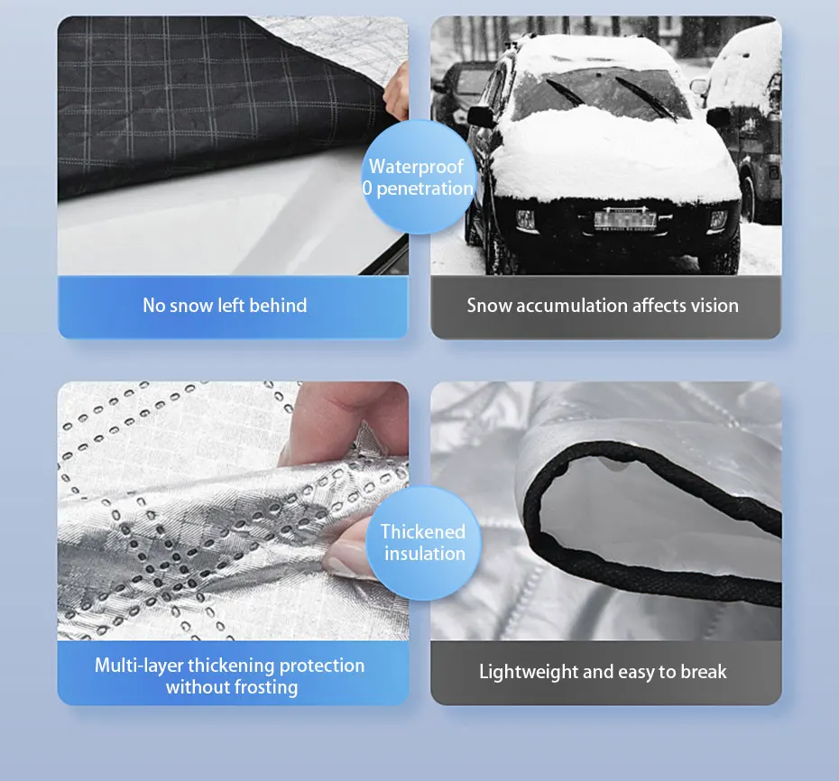 SEAMETAL Outdoor-Auto-Windschutzscheibe, Schneeschild mit Motorhaubenabdeckung, große Winter-Autofenster-Schneedecke, universell für SUV-Limousine – Detail 4