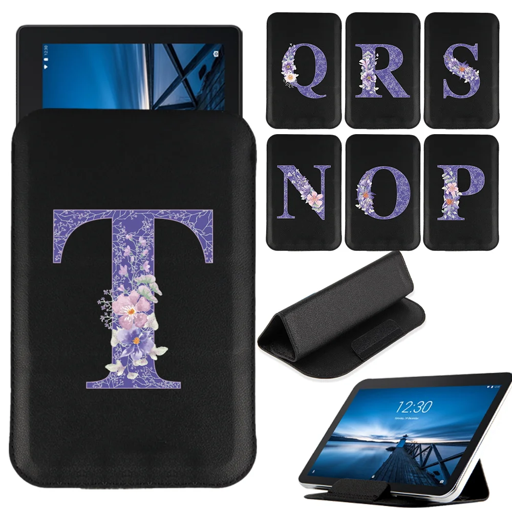 Tablet Bag For Lenovo Tab M10 Plus 10.3/Tab M10 10.1/Tab M10 Hd 10.1/Tab E10 10.1/Tab M8/Tab M7 Purple Flower Print Magnet Pack