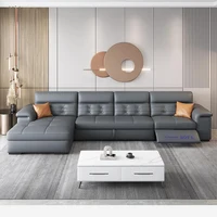 Linlamlim Sectional Sofa Bed with Storage, Genuine Leather Reclining Couch, Space-Saving Convertible Sleeper Sofa in Living Room