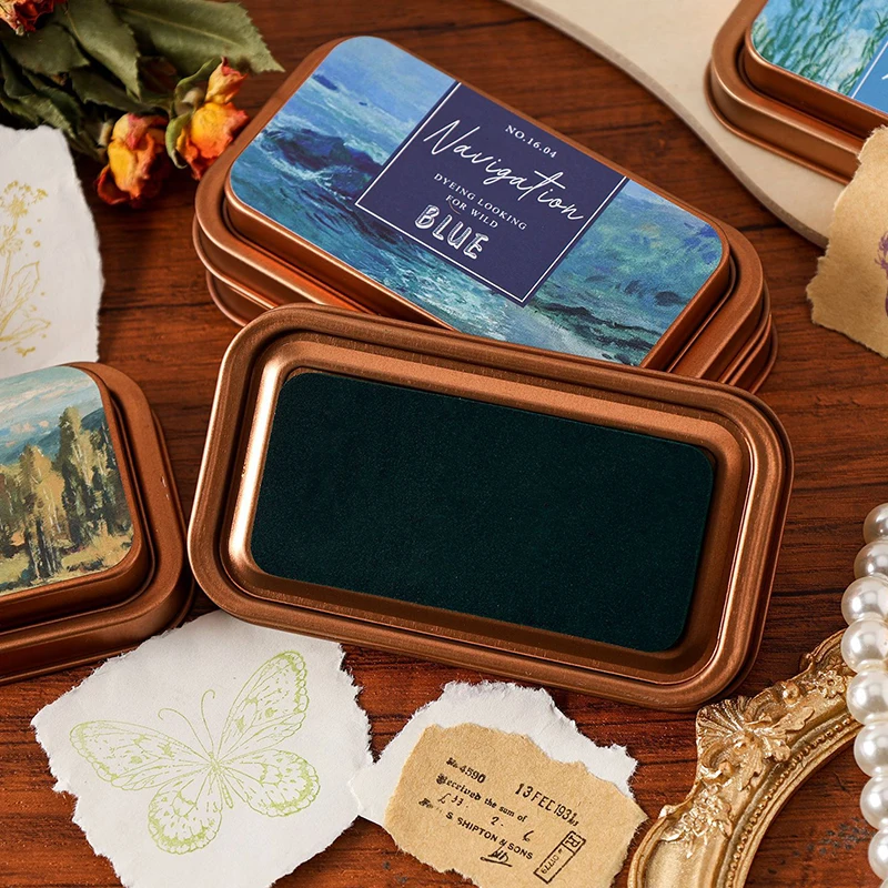 Exquisite Retro Iron Box Solid Color Neutral Inkpad