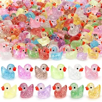 ~Glitter Miniature Resin Duck Mini Tiny Ducks for DIY Garden Micro Landscape Aquarium Potted Dollhouse Decoration Decor 1