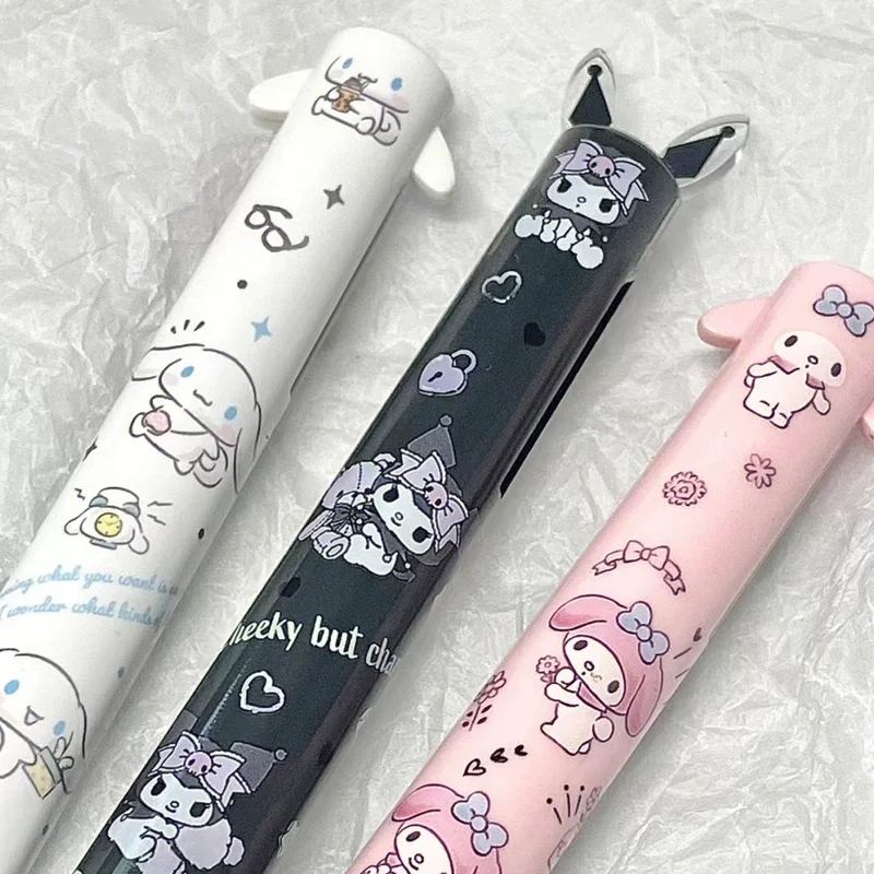 

Мультяшная ручка Sanrio, двухцветная ручка, милая ручка Kuromi Melody Cinnamoroll, ушной пресс, ручка, офисные канцелярские принадлежности