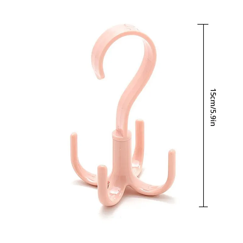 5pcs pink movable four-claw hook multi-functional rotatable hanging bag hat scarf dormitory storage punch-free multi purpose hooks bag hook wall organizer hook wall mount hooks