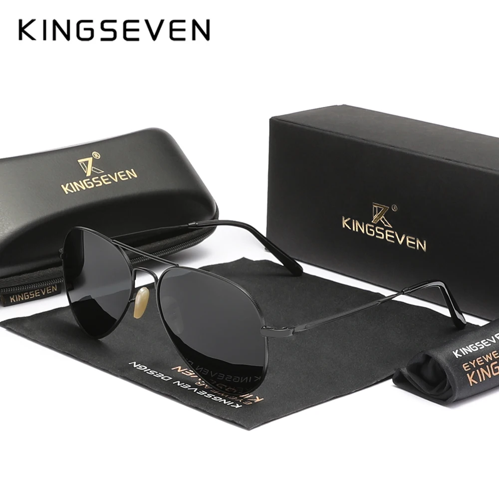 KINGSEVEN 파일럿 합금 선글라스, 편광 UV400 반사 방지, 풀 프레임 파스 닙 안경, 여성용 레트로 럭셔리 안경