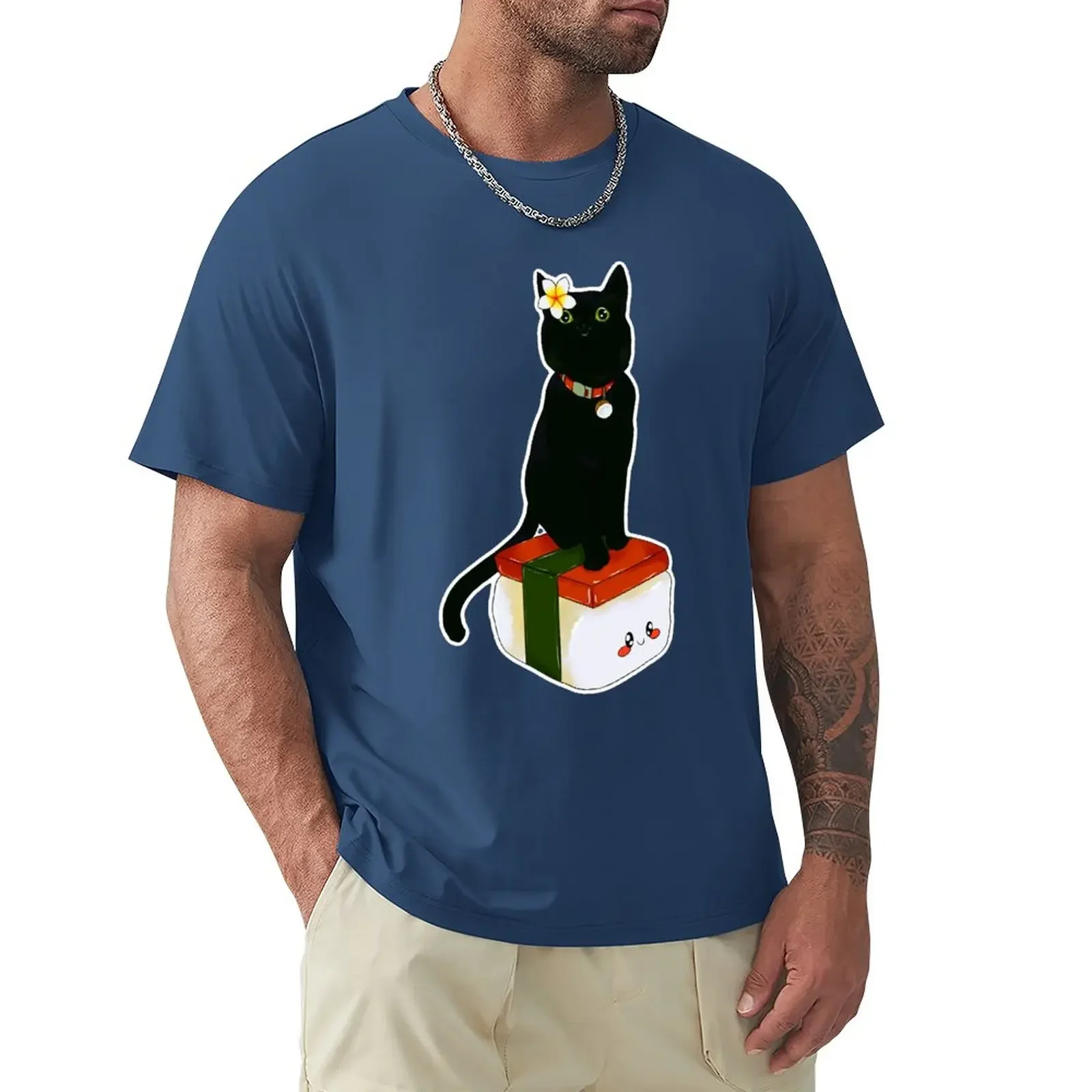 

Musubi Cat T-Shirt for a boy tees Men's cotton t-shirt korean fashion quick drying mens graphic t-shirts hip hop