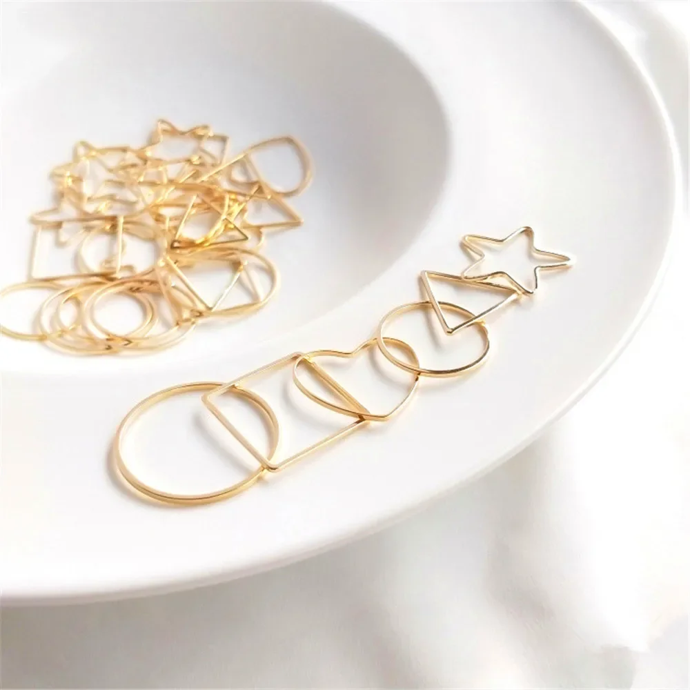 

14K Gold Plated Love five stars circle circle square triangle geometry ring ring hanging ring DIY ear pendant accessories