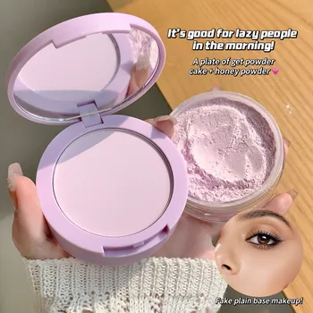 SHAQINUO Dual-effect Light and transparent Powder Compact Touch-ups, Concealer, contouring, swelling, blush, brightening, high-g 1