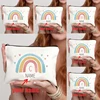Love Rainbow Letter Cosmetic Bag Customize Name Canvas Zipper Pouch Lipstick Perfume Makeup Bags Pencil Case Teacher Bride Gift 1