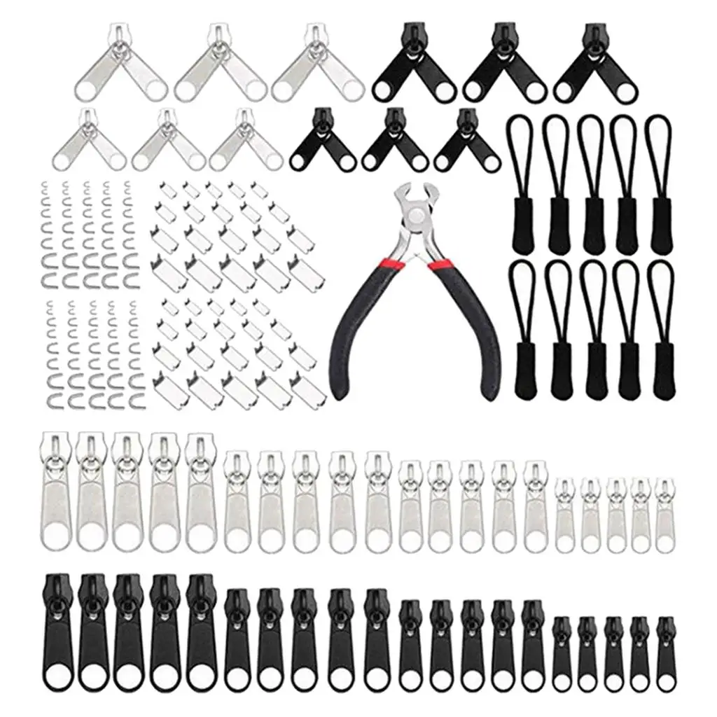 183Pcs Replacement Zipper Repair Fixer Metal Head Install