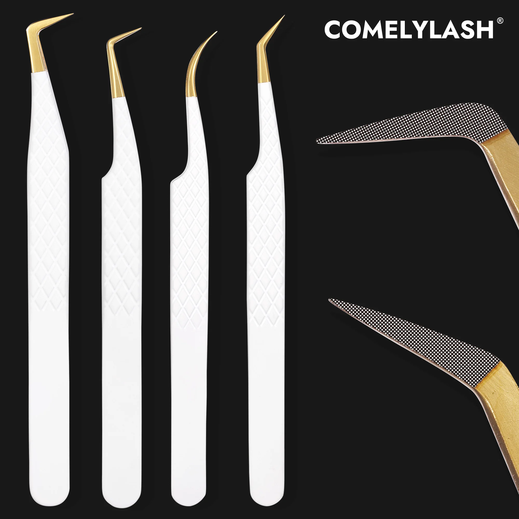 Comelylash Fiber Tip 90 Degree Lash Tweezers for Eyelash Extensions eyelash tweezers