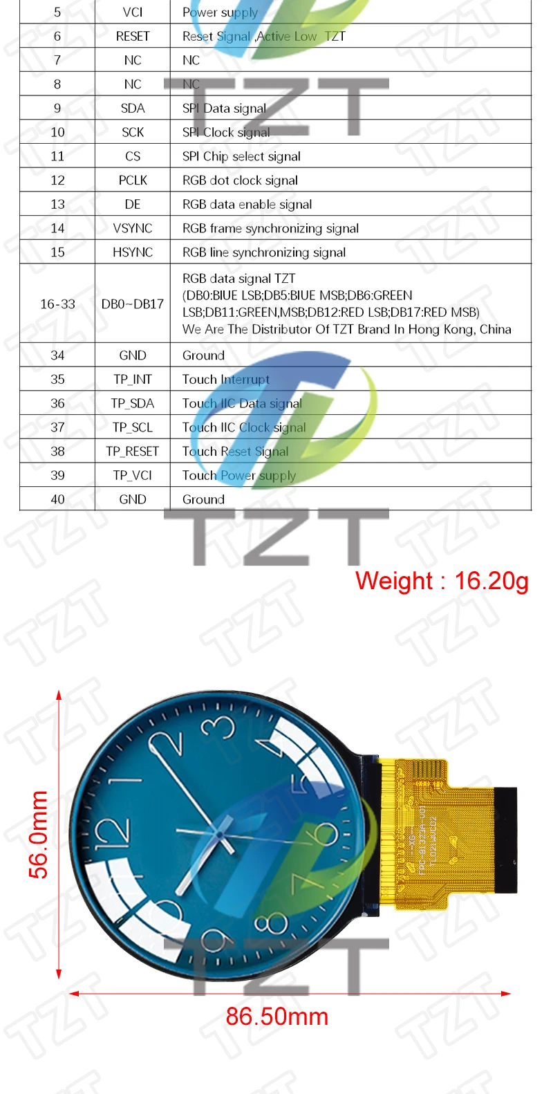 1/3PCS IPS 2,1 Zoll 40PIN SPI 262K TFT LCD Rundbildschirm-Display ohne Touch-Funktion ST7701 Drive IC 480*480 RGB-Schnittstelle – Detail 2