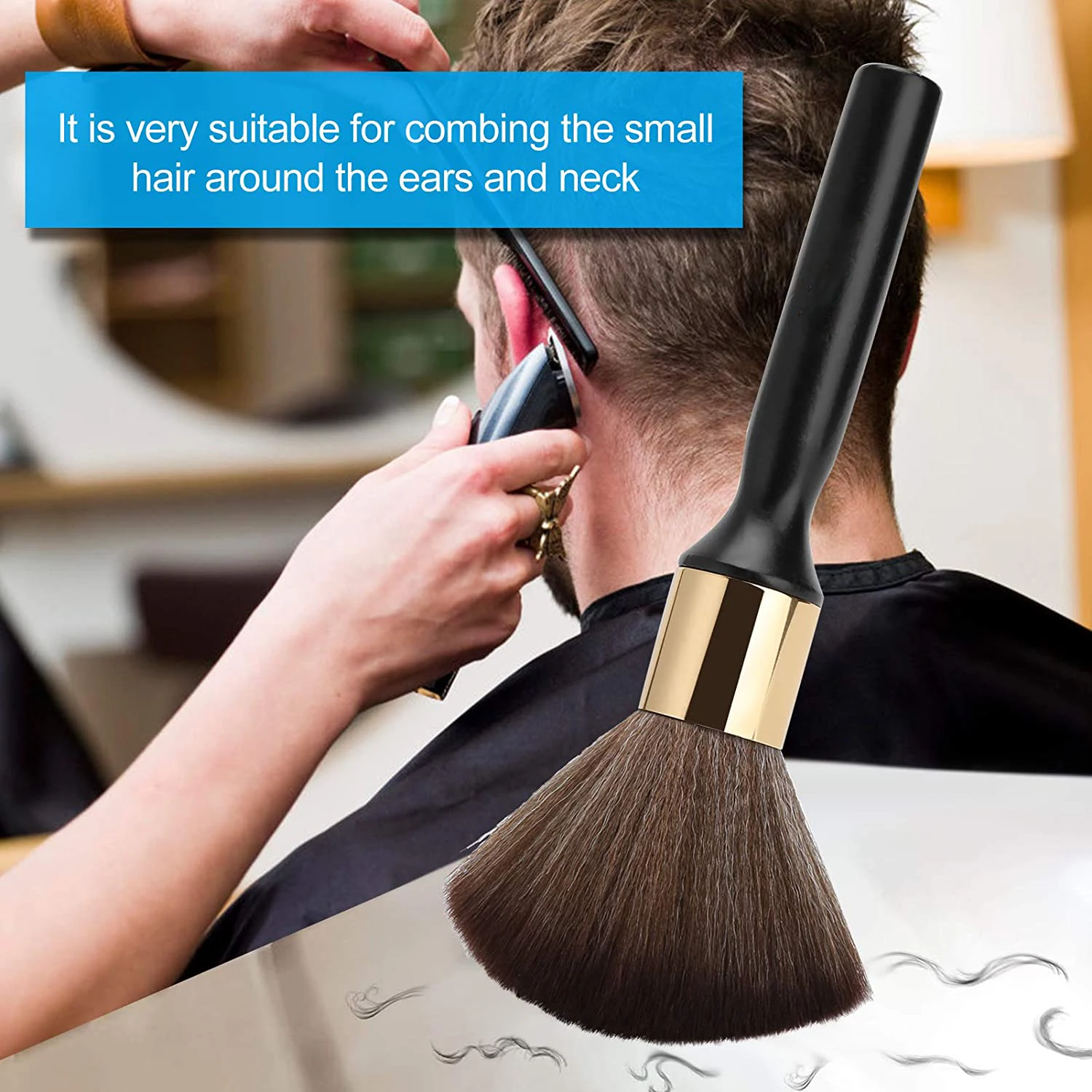 

Barber Wooden Handle Soft Neck Duster Brush Hairdressing Salon Hair Cleaning Black Face Beard Brushes Barbershop Tool