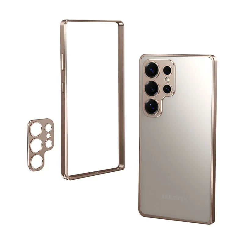 Aluminum Alloy Shockproof Bumper Frame Phone Case with Lens Protector and Bare Metal Feel