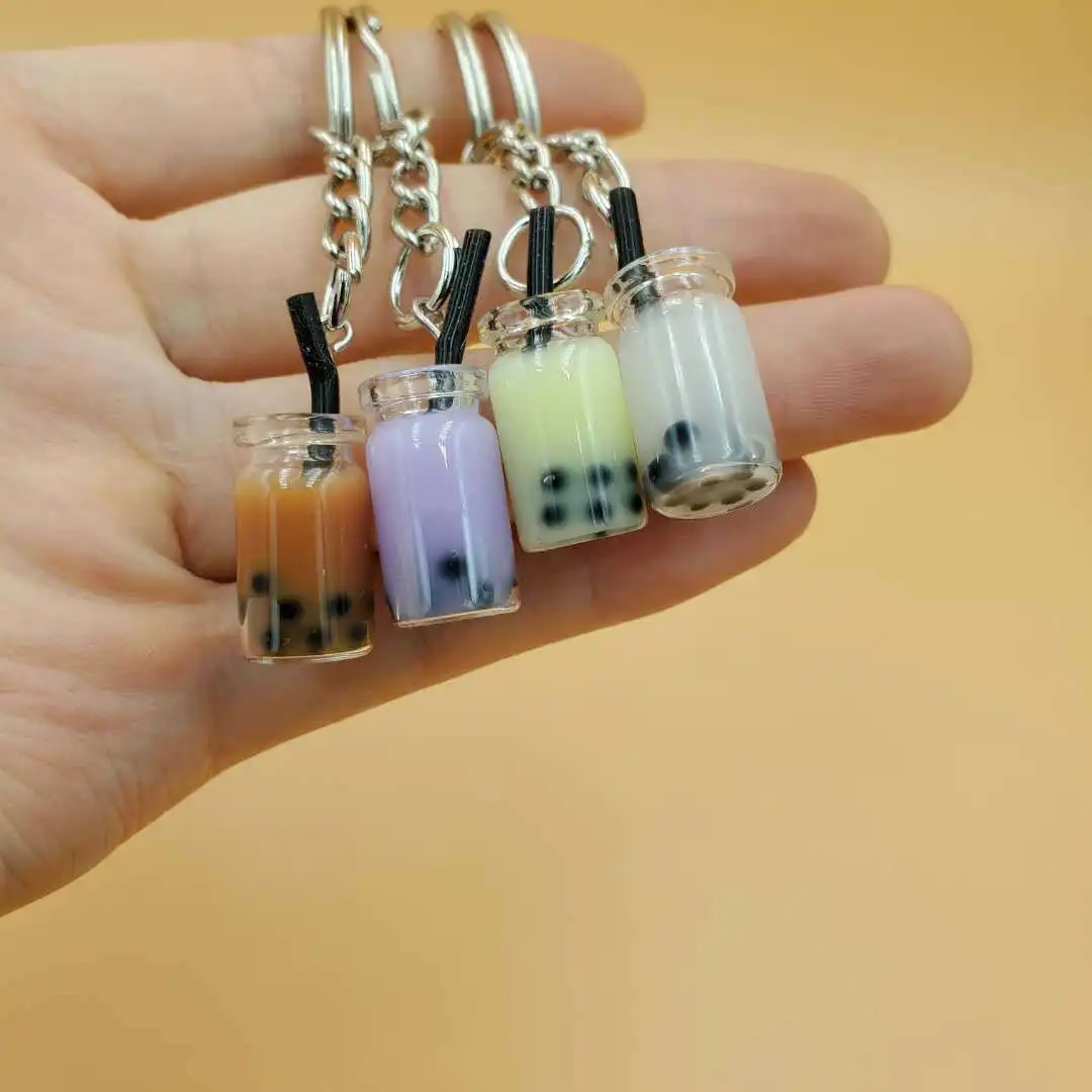 

300Pcs Mini Milk Tea Cup Keychain Pendant Tea Cup Keyring