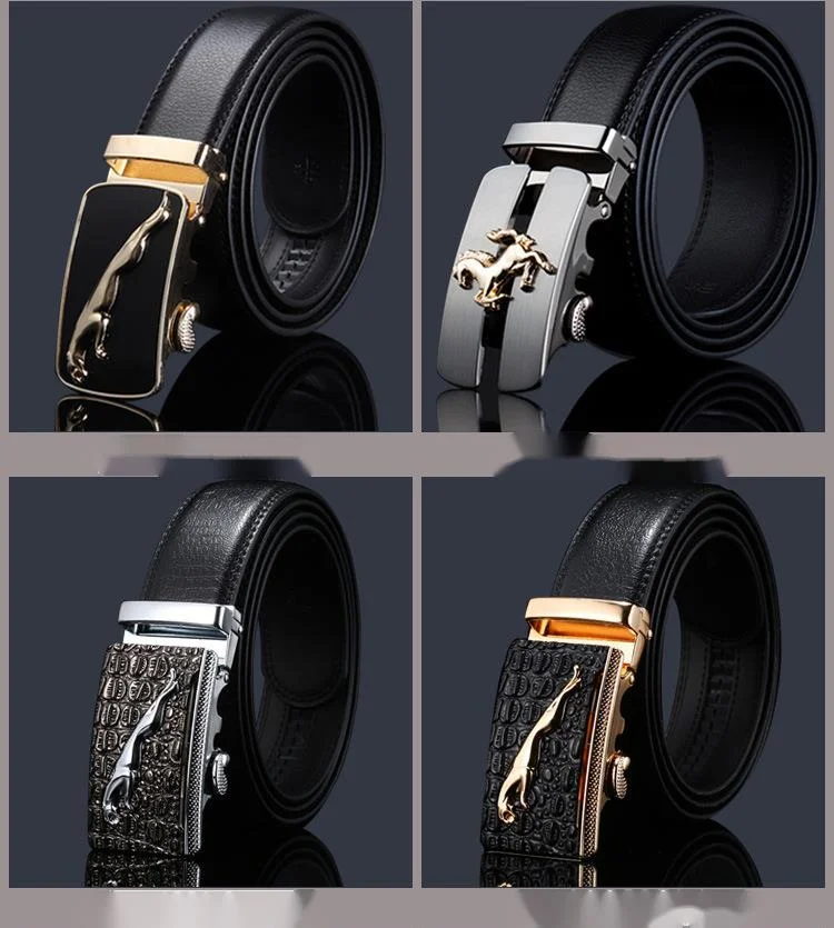 Men's Leather Automatic Buckle Belt For Business And Formal Wear_voghion.com