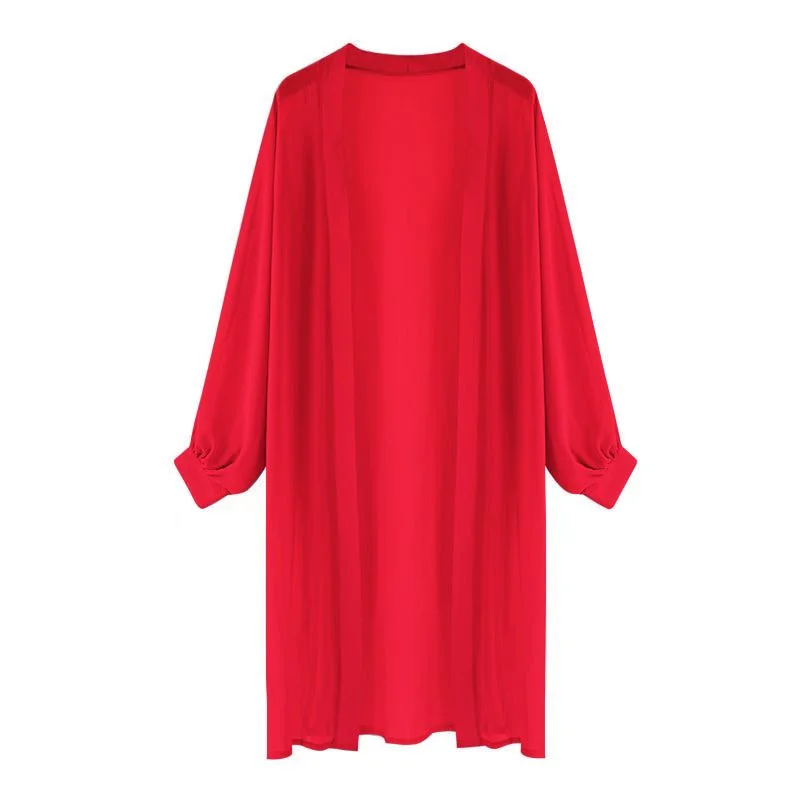 Holiday Beach Loose Sunscreen Clothing Long Loose Shawl 2024 Summer Thin Outside air Conditioning Shirt Chiffon Cardigan Women