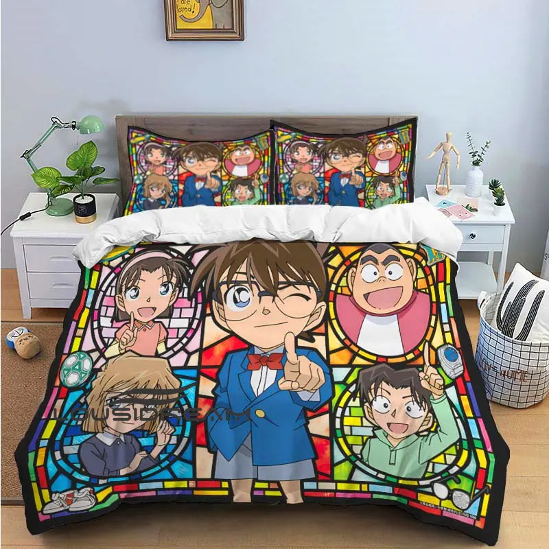 

3 Piece King Bedding Set Luxury 3D Printing Japanese Cartoon Detective Conan Children and Adults Duvet Cover Pillow Cover Set
