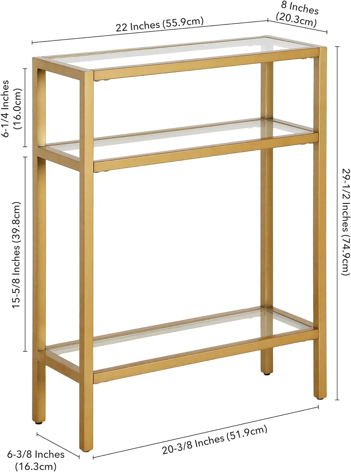 22" Wide Rectangular Console Table in Brass, Entryway Table, Accent Table for Living Room, Hallway 3