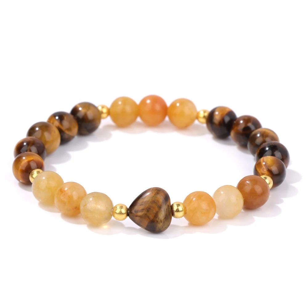 Handgemachte Frauen Charme Armband 8mm Runde Malachit Tigerauge Jades Perlen Liebe Herz Armbänder Schmuck Männer besten Freund Paar Geschenk – Detail 4