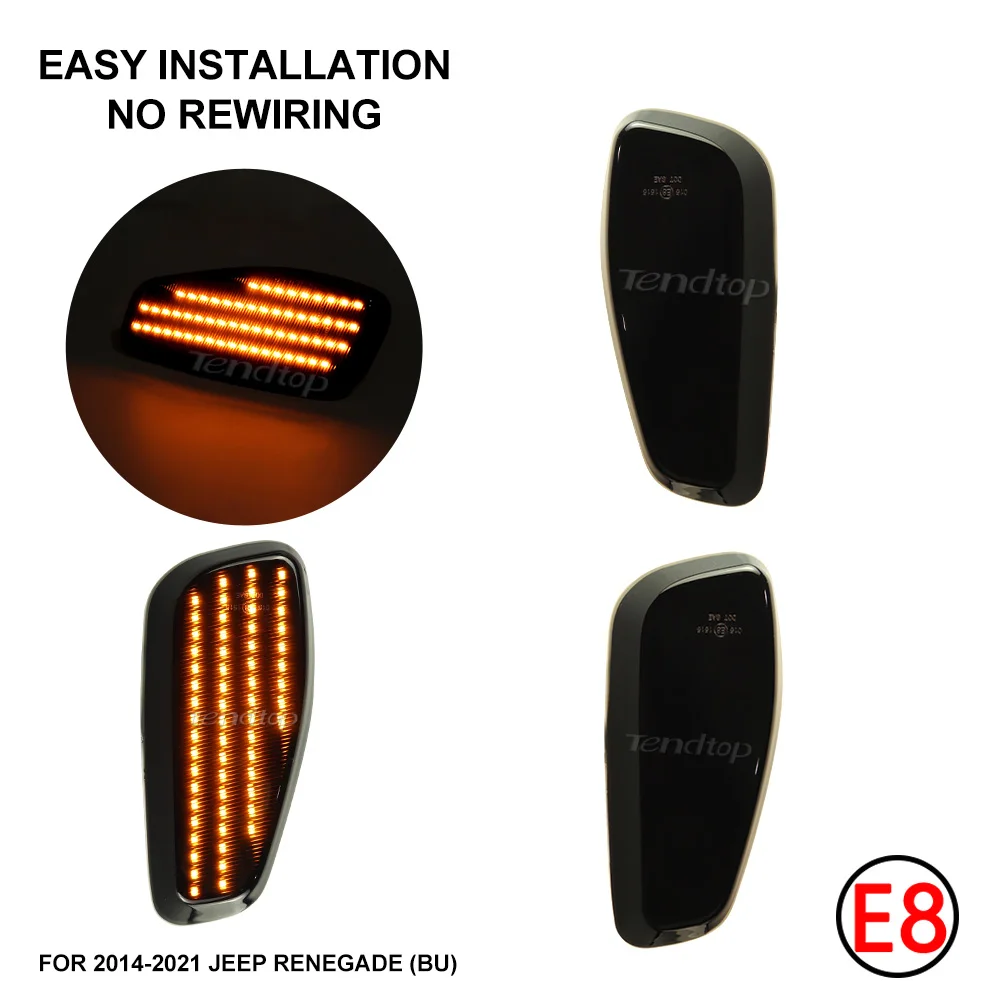 2PCS Sequential Flash Side View Mirror Turn Signal Blinker Light Assembly For Jeep Renegade 2015 2016-2022 - 34