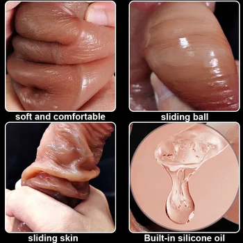 Huge Male Penis Sliding Foreskin Pinchable Testicles Big Dildo Realistic Dick Sex Toys Anal Fake Vaginal G-Spot Stimulation Ball 4
