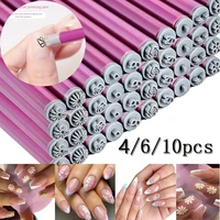 4/6/10Pcs Graffiti Drawing Nail Art Stamp Pen Set - DIY Nail Art Embellishment Flower Stamping Pens Nail Art Printing Templates 1